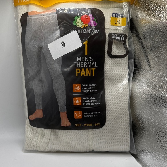 Fruit of the Loom Men's Thermal Pant - Cream NWT SZ L warm winter soft dry - Picture 1 of 2